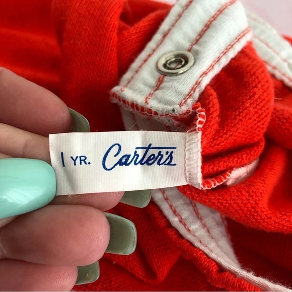 Vintage Carter’s pajama set footed red 2 piece little girl size 1 year - Picture 8 of 9